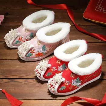 Девочки зимние плюшевые зимние сапоги для девочек хлопковые сапоги 25 красный