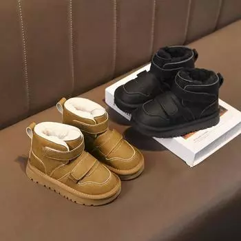 Девочки зимние сапоги для малышей кроватка дети мальчик зимняя обувь ботильоны теплые меховые сапоги большой размер EU:33 коричневый