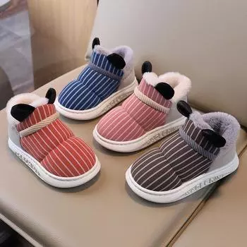 Девочки зимние сапоги зимние новые мальчики обувь с начесом утолщенные детские хлопковые ботинки теплые водонепроницаемые детские 27