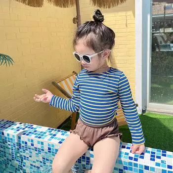 Девочкин раздельный купальник: Стильные купальники для детей 2025 130 cm синий