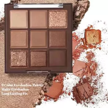 Девять цветов палитры теней для век шелковистый шоколад водостойкая фиксация бархатная матовая матовая пудра палитра теней для век палитра объемный порошок длительный натуральный 1pc