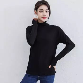 Девятицветная маска, большая эластичная рубашка с длинными рукавами и полуводолазкой, тонкий топ из модала, женская S чёрный