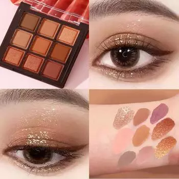 Девятицветная палитра теней для век с жемчужным осветлением и тонким мерцанием, контурная палитра теней для девочек и студентов 01#