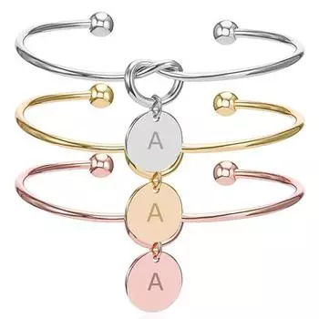Девушка 26 Букв Круглый Подвеска Имя Браслет Узел Сердце Браслеты Ювелирные Изделия Подарки Сплав Женщины Модные Ювелирные Изделия Аксессуар L золотистый