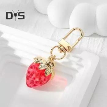 Девушка брелок клубника сердце форма шарм кулон брелок сумка брелок кошелек украшение автомобильный аксессуар зелёный