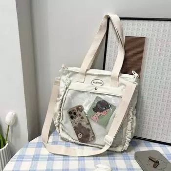 Девушка двухмерный юань прозрачная сумка для боли комикс выставка детская сумка универсальная студенческая сумка через плечо жёлтый