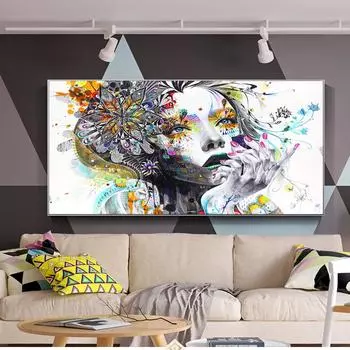 Девушка Холст Картины Бабочка Девушка Настенные Картины Современная Девушка С Цветами Плакат Абстрактная Картина Куадрос Для Гостиной 20x40cm