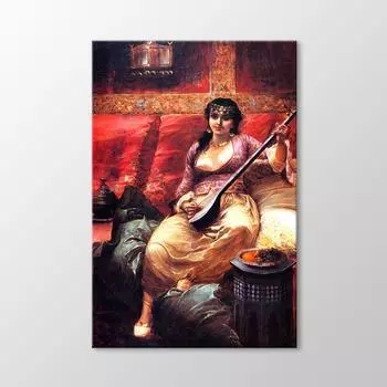 Девушка играет Saz Painting