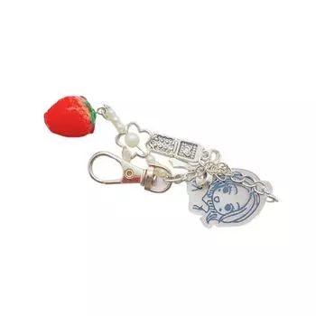 Девушка Клубника Бантик Телефон Гитара Брелок Акриловый Бисерный Брелок Телефон Подвеска Рюкзак Украшения Аксессуары Подарки