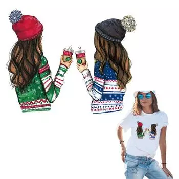 Девушка Кофе Моющиеся Термопереводные Нашивки Для Одежды Новые Наклейки Уровень A 20x16cm