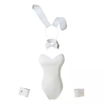Девушка-кролик Косплей Май Сакурадзима Белый Костюм кролика из искусственной кожи с высокими ножками, большой размер, для вечеринки, мероприятия, фотосессии, декоративные аксессуары