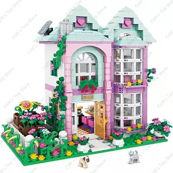 Девушка Лето Цветочная Вилла Строительные Блоки Классические Друзья Принцесса Замок Фигурка Модель Кирпичи Подарки на День Рождения Девочки Детские Игрушки