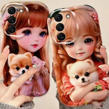 Девушка роскошный красивый милый для Samsung S24 S23 S21 S20 Ultra Plus FE A73 A72 A71 A51 A31 A05S A05 A04 5G Wave Oil мягкий Samsung A05