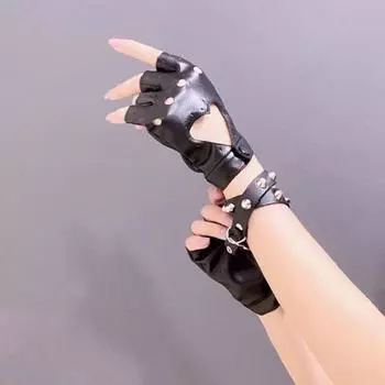 Девушка с пятью пальцами из искусственной кожи, женские перчатки для вождения, варежки для танцев на пилоне, женские чёрный