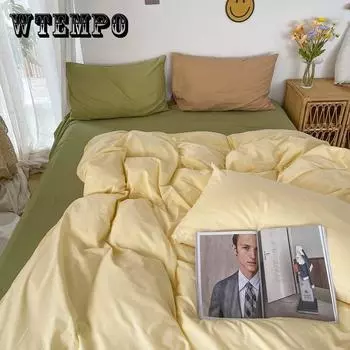 Девушка Сердце Ins Ветер Кровать из четырех предметов Голый Спящий Стираный Хлопок Студенческое Одеяло Для Общежития Простыня Свежий Скандинавский 4 Шт. Double