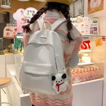 Девушка Сплошной цвет Рюкзак большой емкости Студенческий школьный рюкзак Дорожный рюкзак зелёный