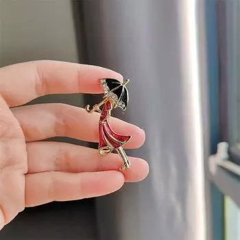 Девушка в красном романтическая брошь Прогулка под дождем универсальная брошь кардиган пальто брошь воротник брошь подарочные аксессуары