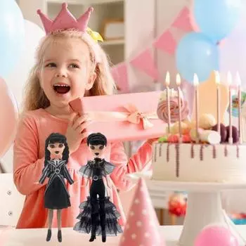 Девушки Черная кукла с подвижными суставами Черное платье Черный Высокий каблук Губа и