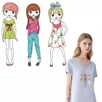 Нашивки для девочек-друзей, аксессуары «сделай сам», наклейка, модные джинсы, термопресс, аппликации в полоску, аппликации для одежды 19.3x19.2cm