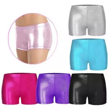 Девушки из бронзовой ткани, гимнастические танцевальные шорты с блестящей подошвой для спортивных тренировок, плавания 3-4 Years чёрный