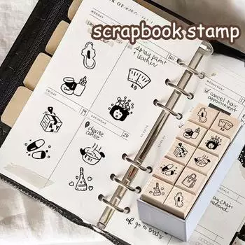 Девушки Изысканная Жизнь Деревянный Штамп Календарь Журнал Ежедневник Планировщик Жизнь DIY Запись Штамп Менструальный Вес Красота Домашние Обязанности