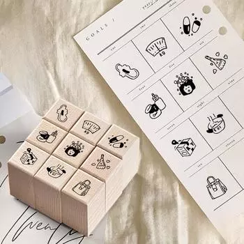 Девушки Изысканная Жизнь Деревянный Штамп Календарь Журнал Ежедневник Планировщик Жизнь DIY Запись Штамп Менструальный Вес Красота Домашние Обязанности