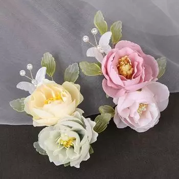 Девушки китайский стиль жемчуг цветок ханьфу невесты головной убор корейские шпильки женские заколки для волос заколки розовый