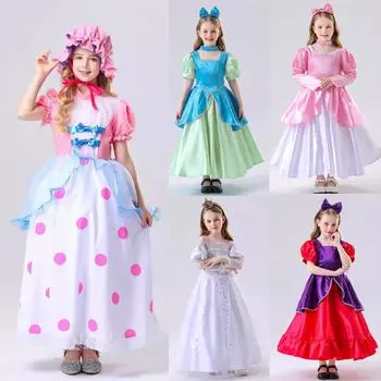 Девушки Красота Принцесса Платье Розовый Синий Косплей Костюм Длинные Платья Нарядная Одежда Выступление Вечеринка День Рождения Хэллоуин Рождество Платье Дети Дети 140