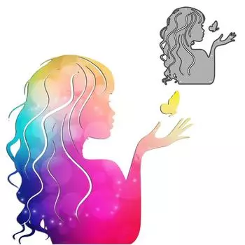 Девушки с длинными волосами и бабочками, скрапбукинг, металлические штампы, трафареты для DIY, декор для альбома, бумажной карты серебряный