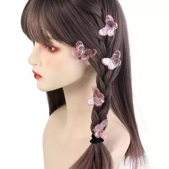 Девушки Винтаж Бабочка Волосы Боковые Заколки Прозрачные Заколки Утиный Нос Корейские Шпильки Женские Заколки розовый