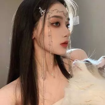 Девушки в китайском стиле Женщины Waterdrop Tassel шпилька для волос Кристалл заколка бусины заколки для волос Стразы серебряный