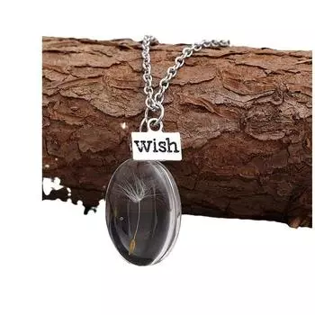 Девушки Женщины Ожерелье с каплей воды в форме сердца Круглый овал для одуванчика Время драгоценный камень драгоценный камень Кристалл Нежные модные двухсторонние стеклянные аксессуары Drop-shaped Listing прозрачный