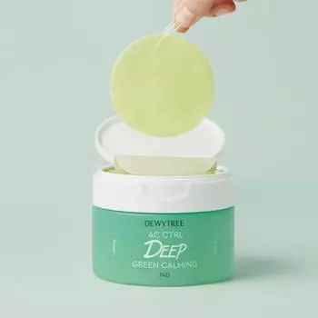 DEWYTREE AC CTRL Deep Green Calming Pad 60 листов, Увлажнение, Kbeauty, Корейская косметика, образец