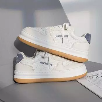 Dexun Retro Big Head Shoes Женская новая ромбовидная платформа с низким верхом Повседневная универсальная японская белая обувь Tide 39 бежевый