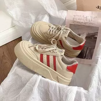 Dexun shoes women s autumn and winter velvet platform women s shoes retro board shoes casual sports shoes popular white shoes 35