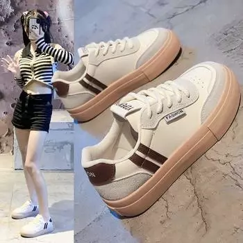 Dexun shoes women s casual shoes 2024 summer new platform white shoes retro versatile sports board shoes Forrest Gump shoes 35 хаки