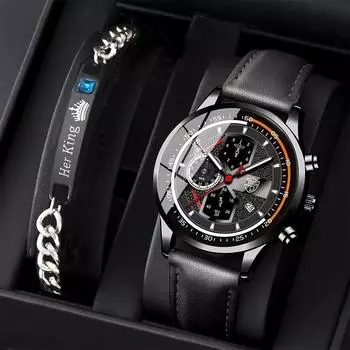 DEYROS 2 шт. набор модные мужские спортивные часы мужские деловые кварцевые наручные часы роскошные мужские повседневные часы Relogio Masculino