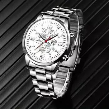 DEYROS Бизнес Золотые мужские часы Повседневные мужские часы с календарем Роскошные мужские кварцевые часы с ремешком из нержавеющей стали