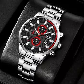 DEYROS Fashion Men s Business Quartz Watch, мужские наручные часы из нержавеющей стали с круглым циферблатом