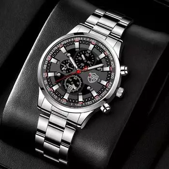 DEYROS Fashion мужские кварцевые часы из нержавеющей стали с календарем и круглым циферблатом наручные часы, мужские подарки