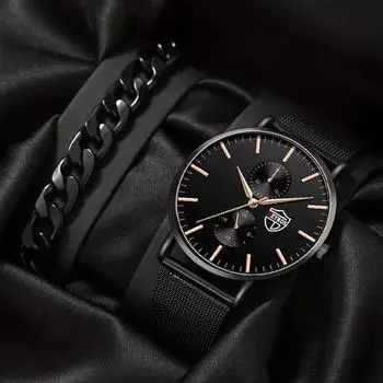 DEYROS Fashion Simple Мужские кварцевые часы из нержавеющей стали и персонализированный браслет, выбор подарка для мужчин