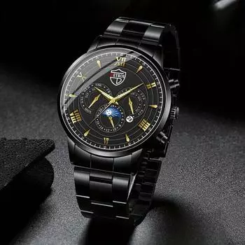 DEYROS модные мужские часы роскошные мужские деловые повседневные часы из нержавеющей стали кварцевые наручные часы с датой мужские подарки золотой