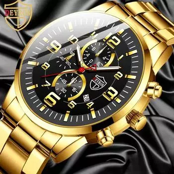 DEYROS модные мужские роскошные деловые часы из нержавеющей стали с сетчатым ремешком кварцевые наручные часы, лучшие подарки для него