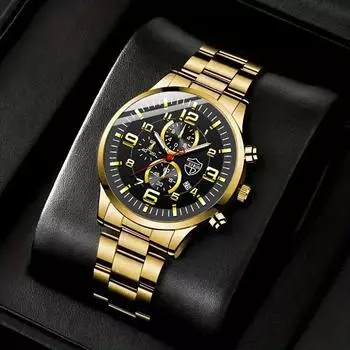 DEYROS Мужские модные роскошные золотые часы мужские деловые кварцевые часы с подсветкой даты, мужские подарки