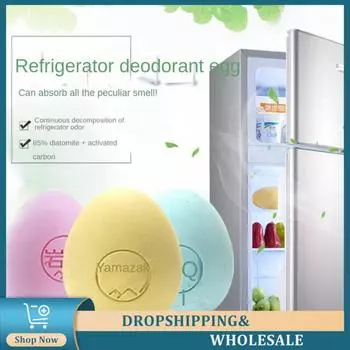 Дезодорант для холодильника Без сверления Ручная полировка Диатомит Яйцевидные принадлежности для холодильника Устранитель запаха Дезодорированные яйца жёлтый