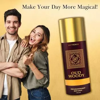 Дезодорант La French Oud Woody Deo 150 мл - 150 мл | Дезодорант для мужчин и женщин | Сверхдлительная емкость | EDP-спрей для тела 150*1