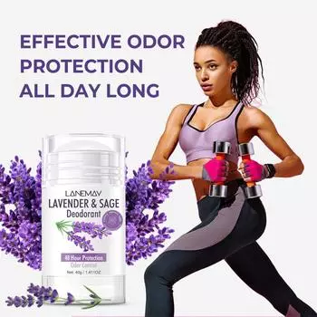 Дезодорант с лавандой и шалфеем — 24-часовая защита от запаха для женщин и мужчин — сохраняет подмышки сухими и без запаха