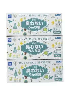 Дезодорант Ube Film Bag с дезодорирующим эффектом молочно-белого цвета, 100 шт. x 3 шт. Просто выбросьте его, изготовленный из не имеющего запаха мешка для какашек JUST CLEAN Effect, SS, набор, мусор,
