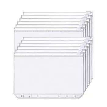 DFsucces Binder 6 System Notebook Loose Document Filing Zipper Small Items Loss Easy to See at a 12 Sheets Pocket, Holes, Pocket, Leaf, Bag, Pocket,