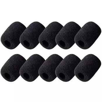 DFsucces Microphone Sponge Set of 10 Headset Intercom Microphone Windshield Loudspeaker Noise Prevention Microphone Cover Replacement Black Inner